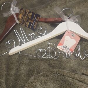 White and Silver Bride Hanger Set